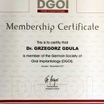Membership Certificate of Oral Implantology