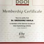 Membership Certificate of Oral Implantology